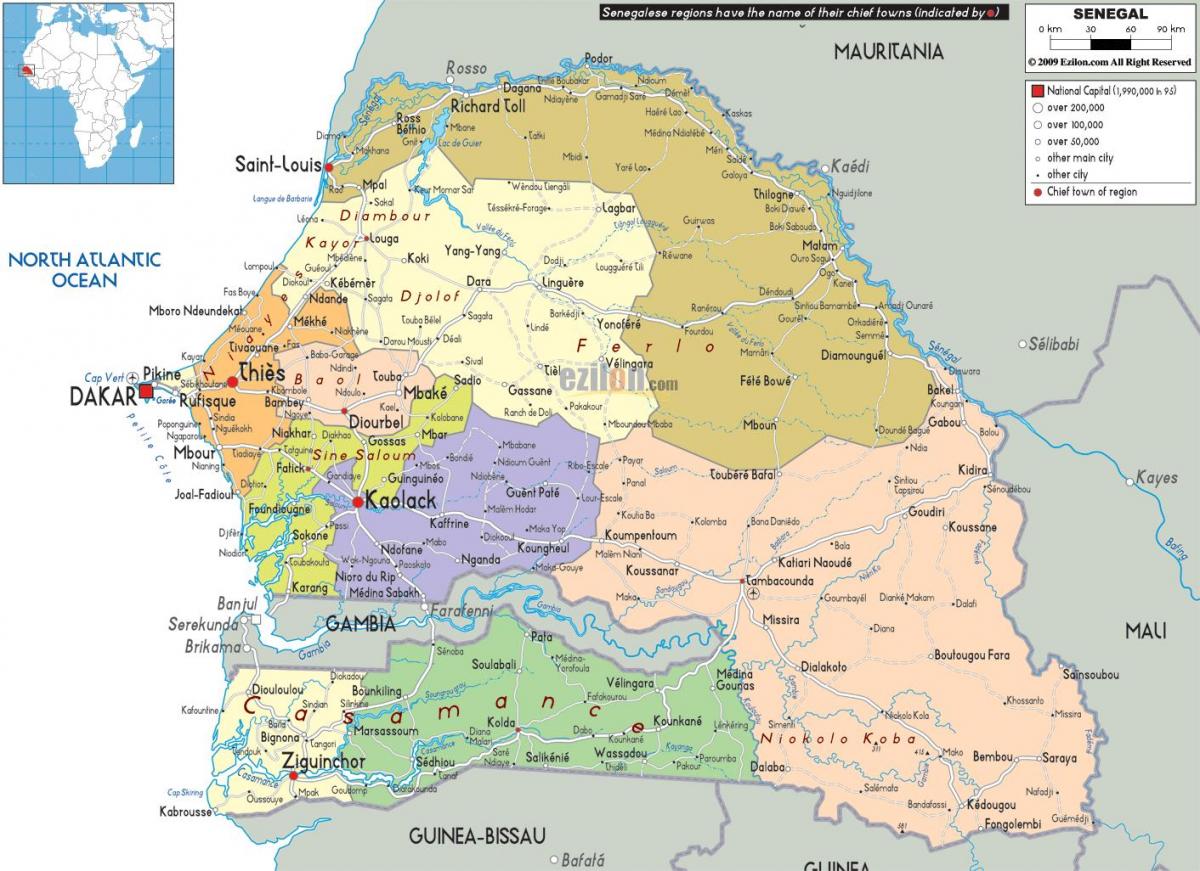 Senegal zemlja na svijetu mapu