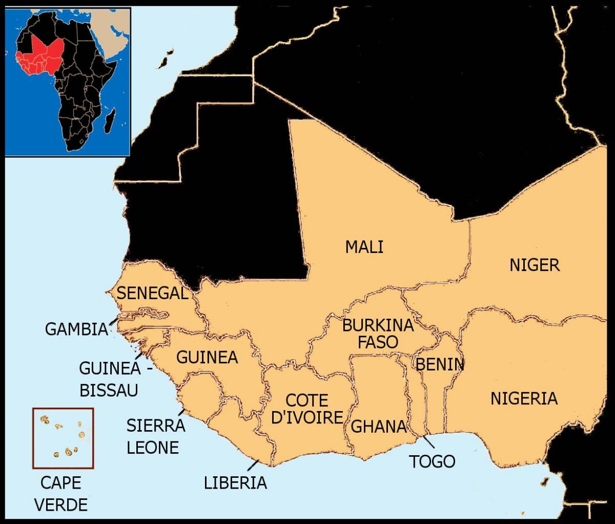 karta za Senegal mapu africi