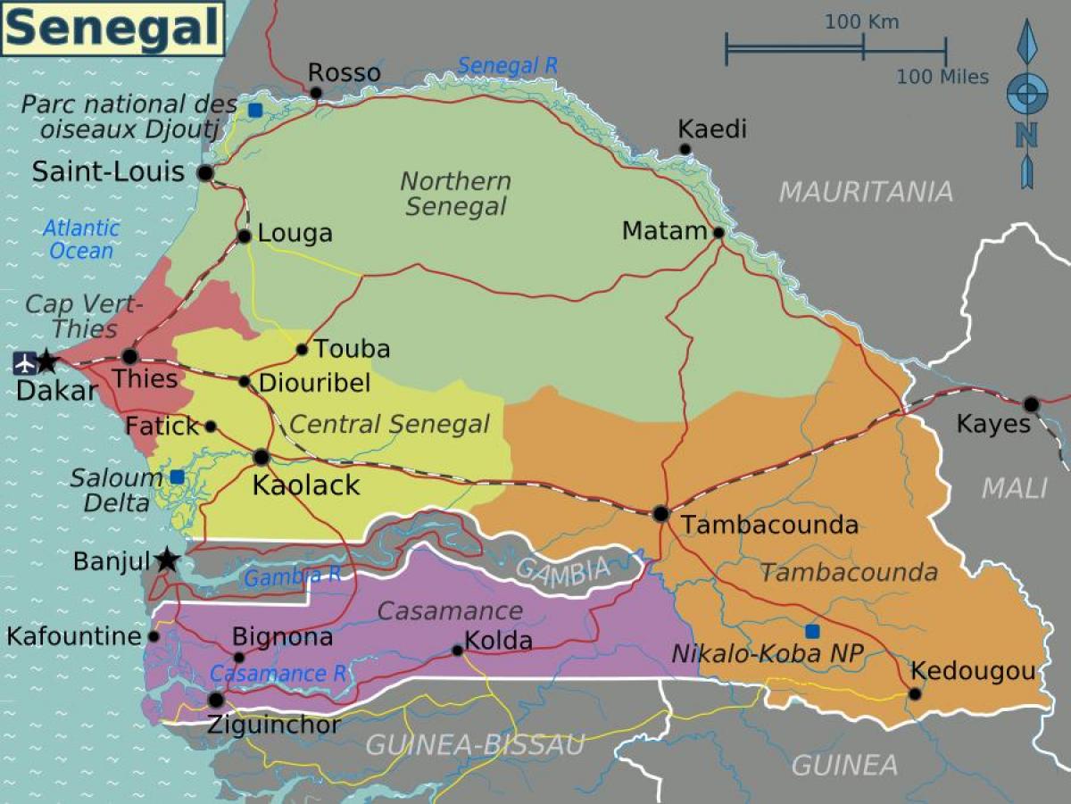 karta za Senegal politički