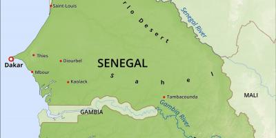 Mapa fizički karta za Senegal